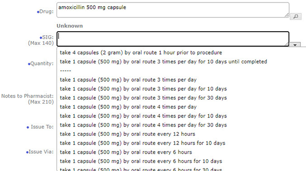 Eaglesoft eprescriptions screenshot showing appropriate drug usage