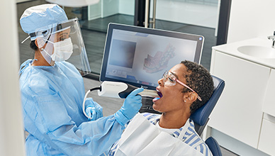dental patient receiving an intraoral scan