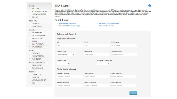 ERA Search screen