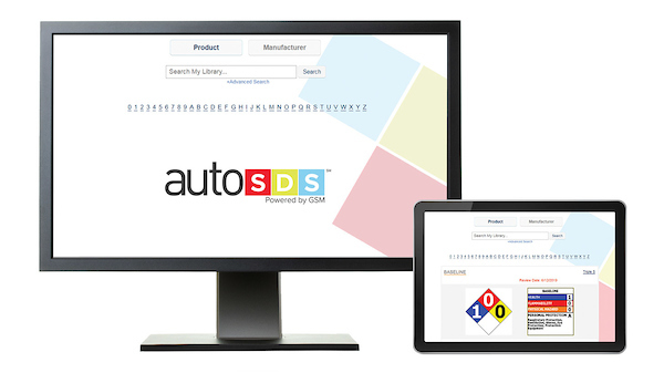 Desktop and tablet view of AutoSDS online data safety sheets