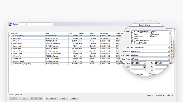 Screenshot of Eaglesoft dental practice management software showing the tracking of patients who prefer an earlier appt