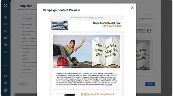 Screenshot showing the RevenueWell campaigns feature