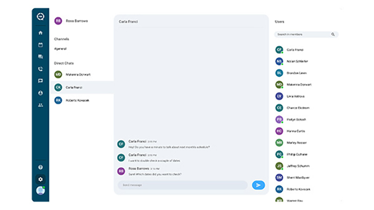Screenshot of RevenueWell Team Chat feature