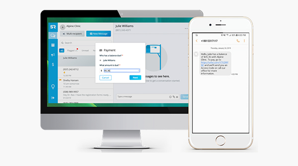 Desktop and phone view of Solutionreach patient communication software