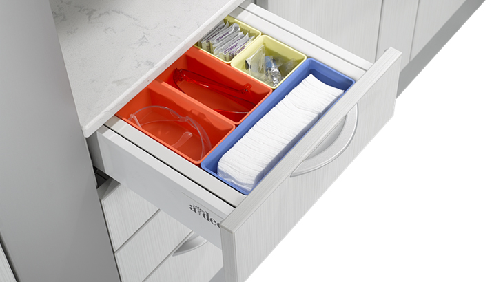 Top drawer of A-dec Inspire 500 dental cabinetry