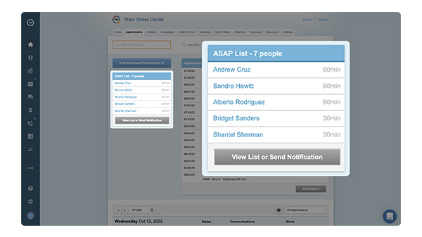 Screenshot of RevenueWell appointment reminders feature