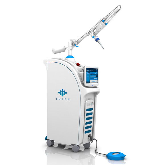 Convergent Dental Solea Laser with cart, right-angle view