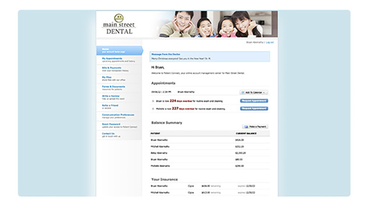 Screenshot of RevenueWell patient portal feature