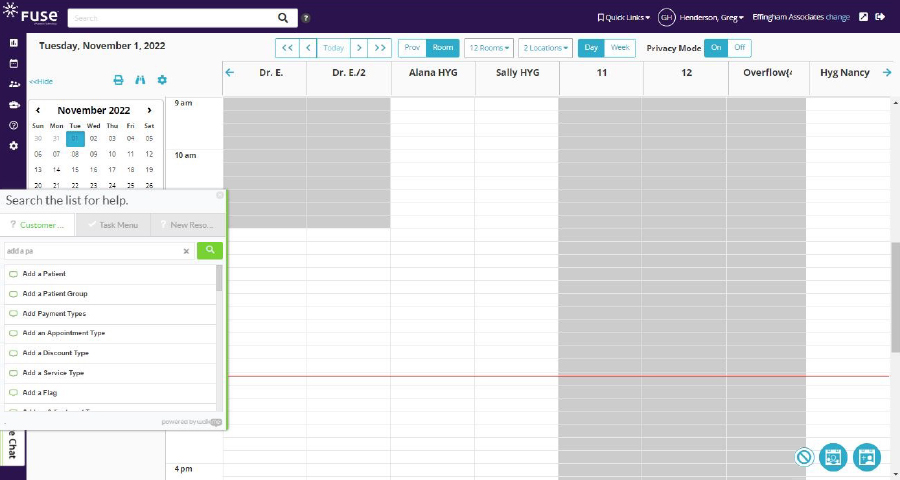 WalkMe guide in Fuse dental office management software