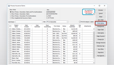 Screenshot of Eaglesoft Insurance Suite for dental practices