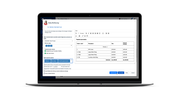 Dental Intelligence Engagement treatment plans screen