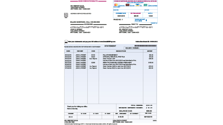 example of an estatement created with Eaglesoft eStatements