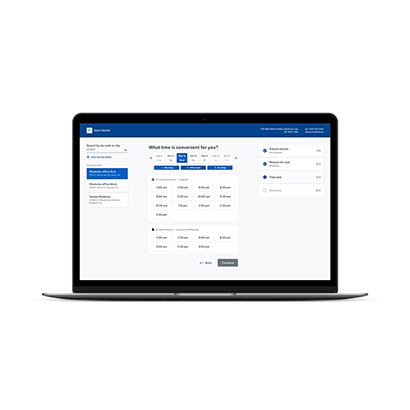 Dental Intelligence Engagement online scheduling screen