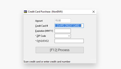 Screenshot of Eaglesoft Card payments showing a credit card purchase