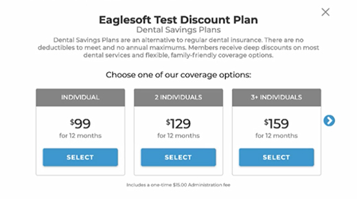 CarePay+ screenshot showing membership plans