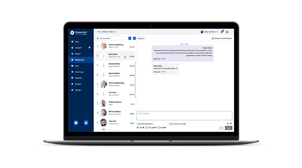 Dental Intelligence Engagement two-way communication screen