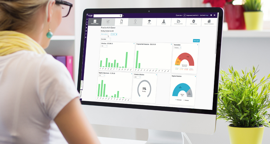 Fuse Dental Software practice-at-a-glance screen